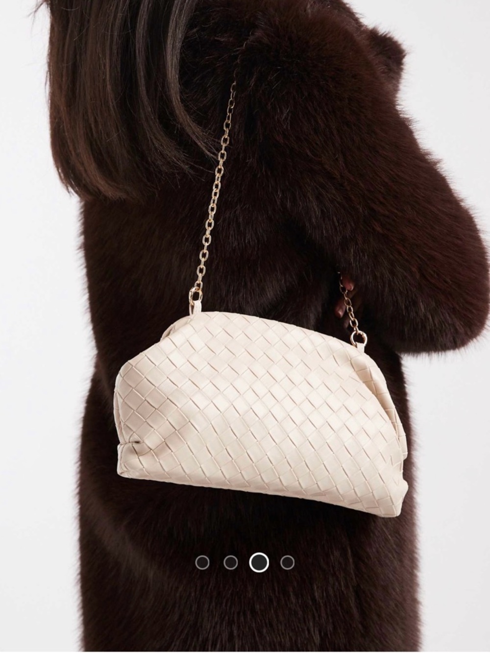 NWOT ASOS Cream Woven Clutch with Gold Chain